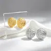 Pendientes Transfronterizos Populares Europeos y Americanos de Acero Inoxidable con un Toque de Lujo, Chapados en Oro de 18 Quilates, Textura Geométrica, Pendientes Redondos, Venta al por Mayor de Joyería