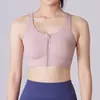 Sutiã de Alta Resistência com Zíper Frontal Peça Única Top Yoga Naked à Prova de Choque Roupa Íntima Esportiva Sutiã Sem Aro