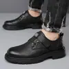 Zapatos Casuales de Cuero para Hombre Otoño Nuevo Estilo Británico Zapatos de Negocios Casuales Combinan con Todo Cuero Suave Estilo Retro Herramienta Zapatos para Hombre