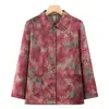 Ropa para mujeres mayores, ropa de madre, cárdigan, camisa estampada, nuevo estilo de otoño, top vintage de manga larga con cuello camisero para mujeres de mediana edad y mayores