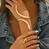 Joias Europeias e Americanas Transfronteiriças, Pulseiras Elegantes e Luxuosas em Formato de Cobra, Pulseiras e Anéis Versáteis, Conjunto de Duas Peças de Alta Qualidade