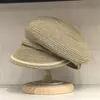 Chapéu Boina de Palha Trançada com Cabeça Inclinada Estilo Retrô Japonês para Mulheres Primavera e Verão Respirável Fashionável Boné de Pato Atacado