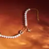 Jieding Acero Inoxidable 316 Abalorios de Estrella con Pedrería Pulsera de Perlas de Imitación Lujo Ligero Nicho Acero de Titanio Joyería Transfronteriza