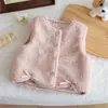 Chaleco de Felpa para Niñas Otoño e Invierno Nuevo Lindo Dibujos Animados Bordado con Apliques Chaqueta sin Mangas Ropa de Abrigo de Invierno para Bebé Top de Moda