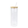 Vaso de vidrio con pajita de cuerpo recto de 25 oz con transferencia de calor, vaso esmerilado de 20 oz, vaso de agua portátil transparente de regalo al por mayor para hombres y mujeres