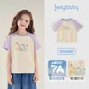 [Preço de Liquidação] Camiseta de Verão Color Block de Manga Curta Infantil para Meninas, Roupa de Verão para Crianças Maiores, Top Antibacteriano para Bebês Meninas para o Verão