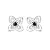 Aretes Asimétricos de Flor de Plata Esterlina 925 con Zircón Negro para Mujer Diseño Simple de Nicho Aretes Dulces y Elegantes E0212