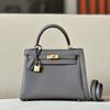 Piel de Vaca de Togo Hilo de Cera Cosido a Mano Costura Interior Bolso Clásico Kelly Platino Bolso de Hombro Cruzado para Mujer 28cm
