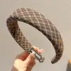 Diadema dulce a cuadros de dopamina para mujer, fresca y casual para el uso diario, diadema de corona alta para maquillaje y lavado de cara, accesorio para el cabello
