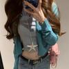 Collar con colgante de estrella de mar de especias retro americano, collar largo para vacaciones junto al mar, dulce, moderno, cadena exagerada para suéter