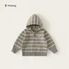 Ropa Infantil Bangxuan Sudadera Infantil de Lana Bloques de Color Rayas Prendas de Punto para Niños Cárdigan Holgado con Cremallera Ropa de Abrigo para Niñas