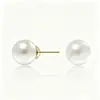 Pendientes de Perla de Concha Chapados en Latón Oro Real de 14K Venta Caliente Transfronteriza Europea y Americana Nuevo Pendiente de Diseño de Moda de Gama Alta para Mujer