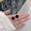 Aretes de Rosa Negra 925 Diseño de Nicho Aretes Largos Adelgazantes Aretes de Lujo Ligero con Pedrería Pinza para Oreja Sin Agujeros