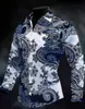Camisa Retrô Americana com Cruz Estampa 3D Moda Casual Masculina Manga Longa Não Amassa Toque de Luxo Camisa Masculina
