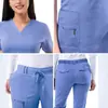 La camisa de uniforme médico con cuello en V más vendida de Amazon, ropa de uniforme médico transfronteriza europea y americana, modelo transfronterizo de comercio exterior al por mayor personalizado