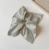 Scrunchie Floral Estilo Pastoral Fofo e Doce para Mulheres, Faixa de Cabelo Clássica Simples e Versátil, Lenço Quadrado Moda Coreana