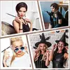 Mascarada Hepburn Pipa 33cm Negra Larga Caña de Fumar Vintage Halloween COSPLAY Pipa de Bola Fumar