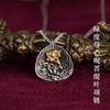 Pingente de folha de lótus Bodhi mãe verde vintage nacional moda cobre banhado a prata colar artesanal estilo étnico luz luxo nicho pingente