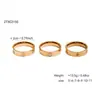 Nuevo Anillo de Acero Inoxidable con Circonita de Trébol de Cuatro Hojas de Alta Gama Estilo Ins de Moda para Mujer Chapado en Oro de 18K Simple Elegante
