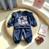 Conjunto para Niñas 2026 Nuevo Estampado de Dibujos Animados Sudadera con Cuello Redondo Primavera y Otoño Nuevo Bonito Pantalones Jogger Sueltos Conjunto de Dos Piezas