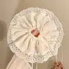 ¡Tamaño Extra Grande! Goma para el pelo fruncida con borde de encaje y un lazo blanco súper de hada para moño o coleta, Personalizable