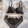 Ropa Interior de Látex para Mujer Pecho Pequeño Push-up Engrosado Ajustable Accesorio Soporte Superior de Seno Conjunto de Sujetador Sexy de Encaje