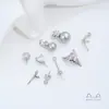 Colgante de Corazón, Estrella de Cinco Puntas, Trébol y Corona Chapado en Oro Blanco de 14K con Circonia Incrustada y Soporte para Pin de Perla Accesorios Hechos a Mano para DIY