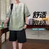 Conjunto Deportivo Holgado para Hombre en Verano, Camiseta de Manga Corta de Dos Piezas con Pantalones Tres Cuartos, un Conjunto de Ropa de Dos Piezas