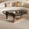 Mesa de centro de cristal, mesa de centro creativa y moderna para sala de estar, adecuada para apartamentos pequeños, mesa pequeña minimalista moderna de lujo ligero