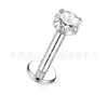 Jiang Ti F136 Titanio Dientes Largos Clavo para Oreja Tres Garras con Circonita 5A Cuerpo de Aleación de Titanio G23 Joyería para Perforación Clavo para Cartílago de la Oreja