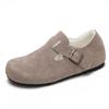 Versão de pele de carneiro ~ Cortiça Couro genuíno de sola grossa Birkenn Pantufas femininas de verão Pantufas Sandálias de meia sola