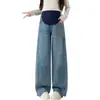 93101 Jeans Rectos de Alta Calidad para Maternidad Nuevos Pantalones de Mezclilla de Otoño Soporte Abdominal No Ajustados Ropa Exterior Casual Pantalones de Pierna Ancha