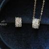 Collar de plata de ley S925 bañado en oro de 14 quilates para mujer con cuentas de transferencia de diamantes y circonio, cadena de clavícula con colgante a juego.
