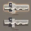 Pintura Decorativa Moderna de Luxo Leve para Sala de Estar Estilo Wabi-Sabi Pintura com Luz de Atmosfera LED Parede de Fundo de Sofá Pintura Pendurada Abstrata Normcore