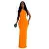 C6940 Cross-border AliExpress Amazon Europeia e Americana Moda Feminina Independente Stand Vestido de Noite de um ombro Slim-fit