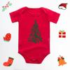Meu 1º Natal Natal Vermelho Algodão Roupa de Rastejar para Bebê Macacão de Bebê de Manga Curta