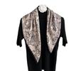 Nueva bufanda decorativa de terciopelo con textura de algodón y lino para mujer, con estampado de flores de color violeta claro, elegante y artística, a la moda.