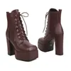 34-48 Botas de Cuero de Corte Bajo Cuadradas Otoño/Invierno Transfronterizas, Botas Martin para Mujer de Tacón Alto con Cremallera Lateral de Color Sólido, Botas Versátiles para Mujer