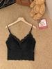 Top Sexy Estilo Pura Lujuria para Verano con Almohadillas para el Busto, Encaje de Una Pieza Espalda Hermosa, Ropa Interior y Ropa Exterior Chaleco Hueco de Tirantes para Chica Caliente