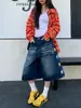 Diseño Divertido de Bordado Estilo High Street Americano Pantalones Cortos de Mezclilla Hombres y Mujeres Verano Nuevos Holgados Rectos Pierna Ancha Acortados