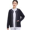 Suéter de punto para enfermera, cárdigan, abrigo, suéter, forro polar, grueso, otoño e invierno, ropa de trabajo para médico de hospital, cuello redondo azul oscuro