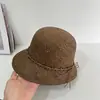 Chapéu de Palha de Papel Estruturado Estilo Japonês para Verão, Aba Longa Atrás e Curta na Frente, Modelo Balde para Mulheres, Versão Coreana, Simples, Artístico, Chapéu de Pescador com Proteção Solar Retrô