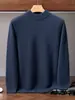 Suéter de cachemira para hombre, tejido de punto grueso de doble hilo de siete agujas con cuello alto medio, suéter de capa base de punto para otoño e invierno