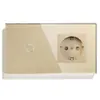 Tomada de Interruptor Inteligente Tuya Zigbee Padrão Europeu Ozon Transfronteiriço Painel de Interruptor de Vidro Suporta Controle de Voz Alice