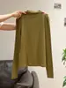 Camiseta Base Básica de Manga Larga con Cuello Alto Sencillo de Color Sólido para Mujer Otoño e Invierno Ajustada Prenda Interior Ropa para Mujer