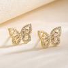 Aogu Cross-border Nova Moda Requintado Banhado A Cobre 18K Ouro Zircão Borboleta Brincos Geométricos para As Mulheres Luz Luxo Brincos Distintivos