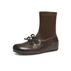 Otoño 2026 Botines Cortos Delgados Mary Jane para Mujer Tacón Oculto Retro Calcetín Elástico Tipo Ballet Botines Casuales de Moda para Mujer