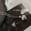 Collar Colgante Corazón Martillado de Plata de Ley S925 Ounihan para Mujer, Dulce Diseño de Nicho, Cadena de Clavícula Moderna y de Alta Gama