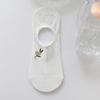 Calcetines náuticos de algodón para mujer, antideslizantes, que no se caen, estilo japonés veraniego, con dibujos animados bordados, calcetines cortos de tubo blancos, boca baja, invisibles.