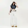Jeans Anchos de Tencel Fino Color Naranja Infantil # para Mujer, Corte Holgado, Adelgazantes, Favorecedores, con Caída, Transpirables, Versátiles, Pantalones de Largo Completo.